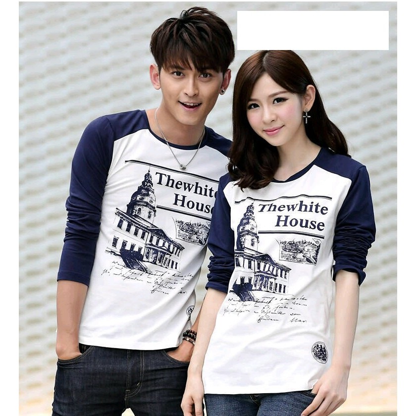 Kaos Couple Lp White House / Kaos Couple The White House Lengan Panjang / kaos Couple Lengan Panjang