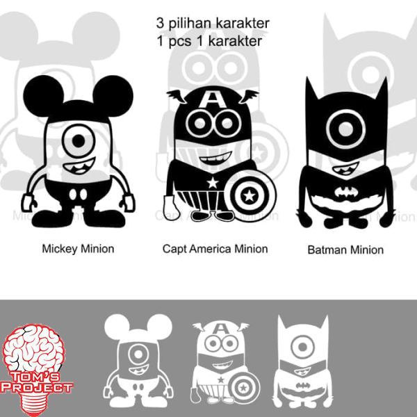 Stiker Kaca Pintu Mobil Minion Karakter Cutting Sticker Kartun