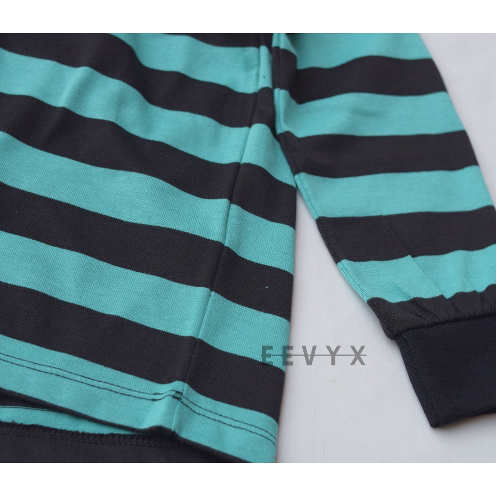 Kizzu Baju Kaos Anak Laki Laki Lengan Panjang Umur 1-12 Tahun - Strip / Salur Tosca - Eevyx Store