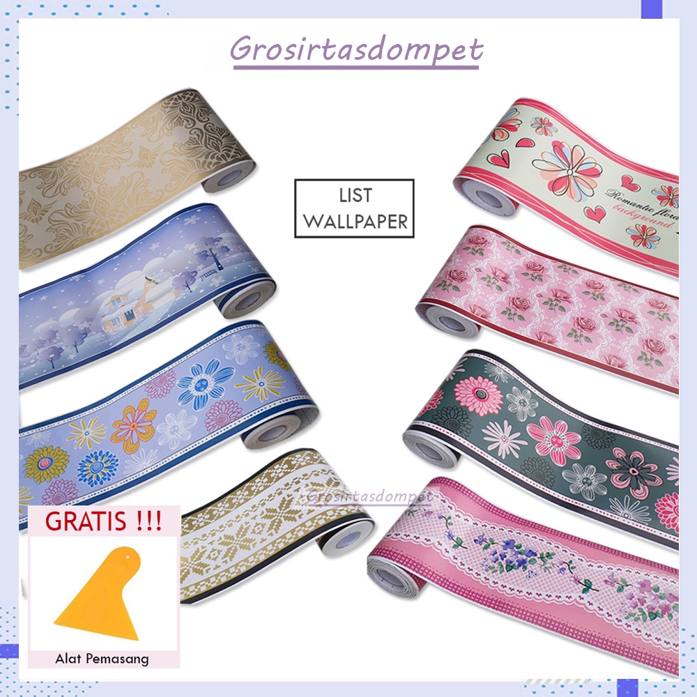 Wallpaper Stiker List Border Tembok Kamar Motif Shabby Walpaper List Border Dekorasi Rumah Elegant M