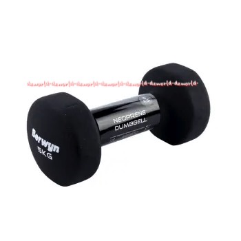 Berwyn Dumbbell Neoprene 5kg Peralatan Olahraga Barbel Hitam 5 kg Dumbel Berwin Black Barbell Warna Hitam