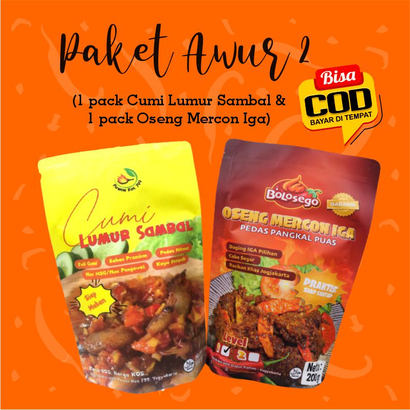 AWUR 2 (Cumi Lumur Sambal Pawonkos799 & Oseng Mercon Iga Sapi Bolosego) - READY dalam 2-3 hari / cum