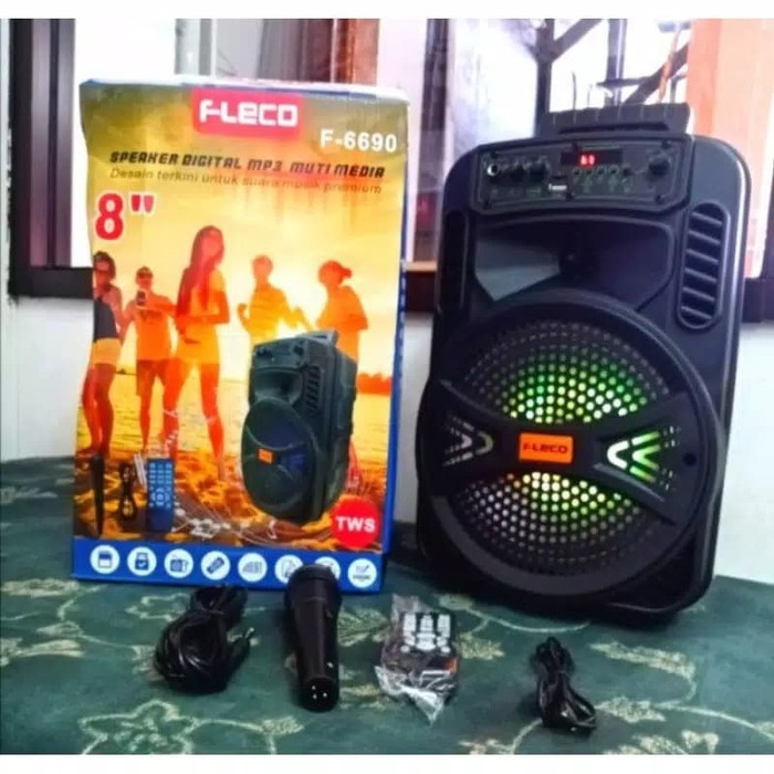 TERLARIS !! Speaker Bluetooth FLECO F-6690 / F 6690 Speaker Multimedia FLECO (BONUS MIC KABEL)