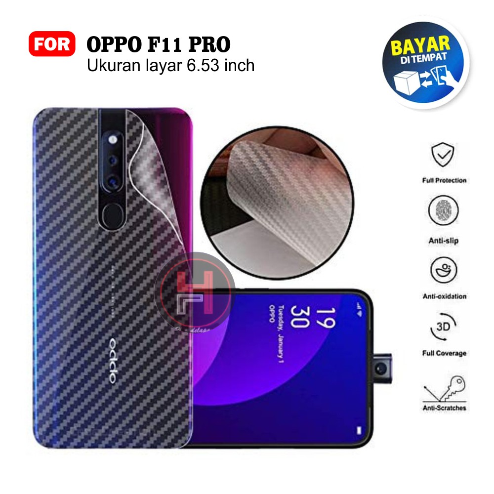 Carbon Garskin for Oppo F11 Pro Premium 3D Carbon Back Skin Anti Gores Belakang