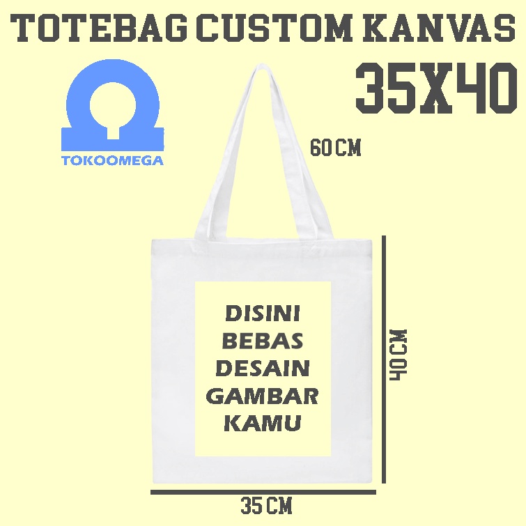 Omegabag Totebag Custom Kanvas Putih Premium 35x40