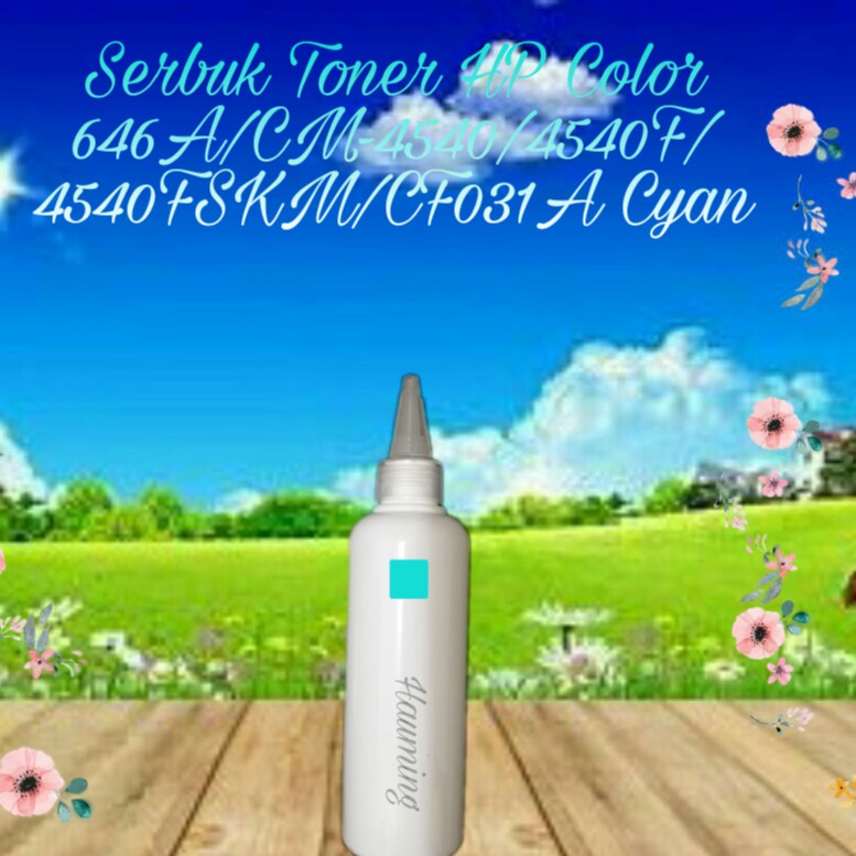 Serbuk Toner Powder Color HP 646A CM4540 CM4540f CM4540FSKM CM-4540 4540f CF031A Cyan 1x Isi