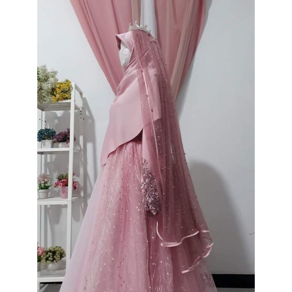 gaun walimah syari ndahlia hijab