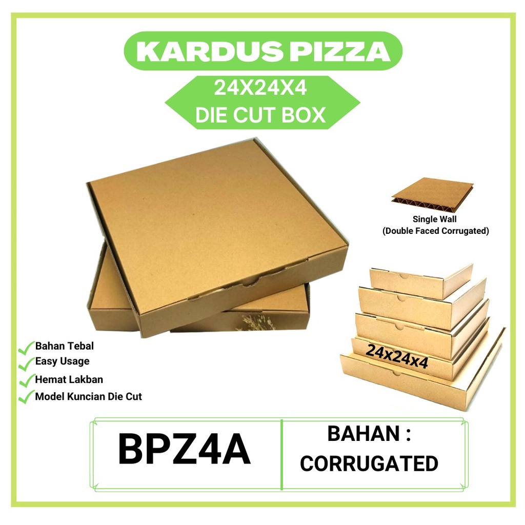 Kardus Pizza 24X24X4 Die Cut E-flute (BPZ4A-Corrugated)