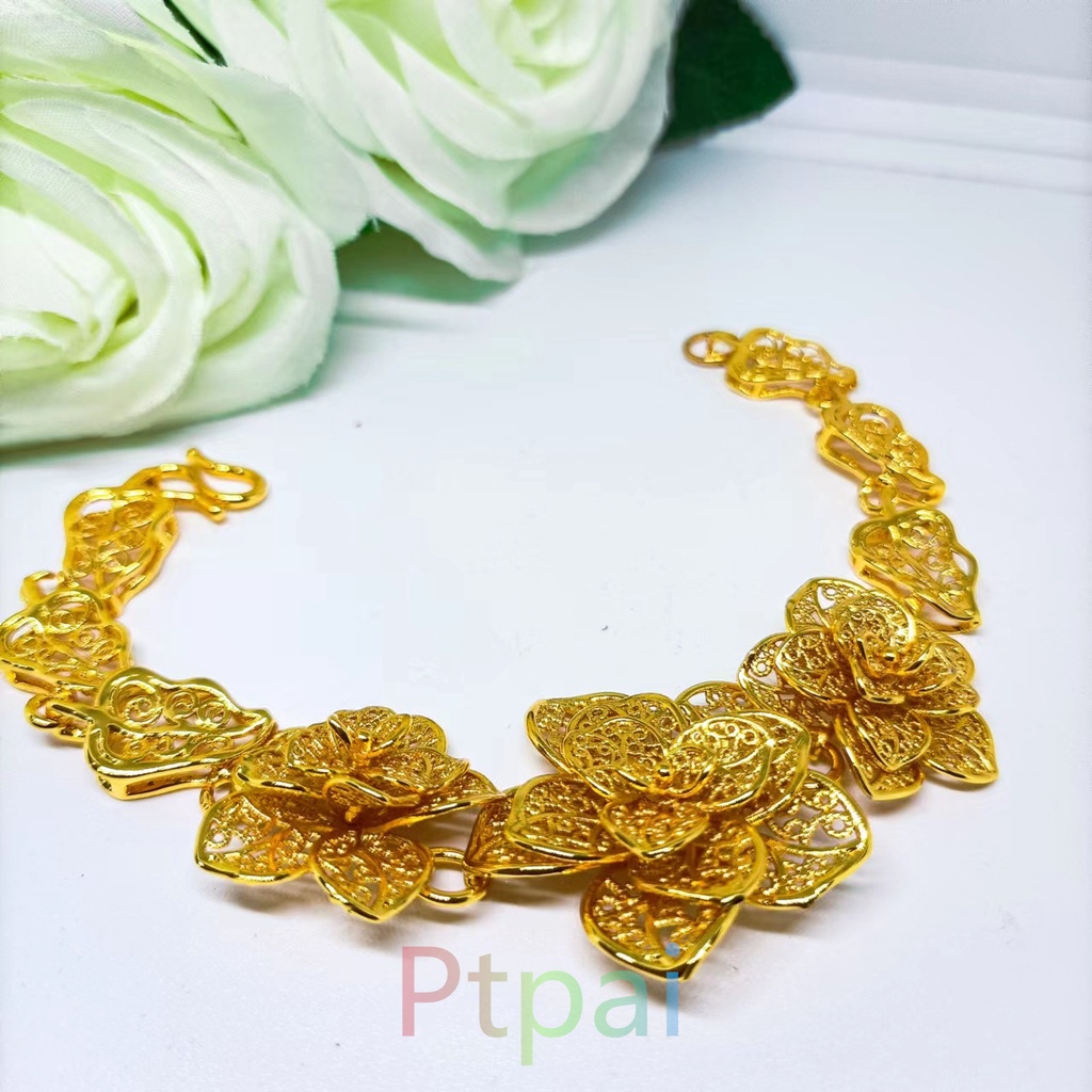 Gelang Rante bunga tiga gold perhiasan fashion xuping