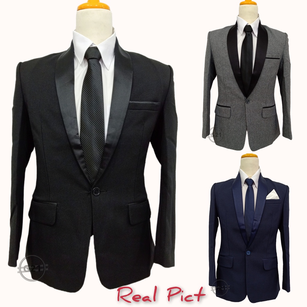 Jas Pria Slim Fit Formal Hitam Tuxedo Kancing Satu Premium High Quality Baju Jas Pengantin Nikah Wedding Pria Dewasa Modern Jaz Pria Jas Kantor Pria Jas Cowok Jas Blazer Blezer Pria Jas Kantor Pria