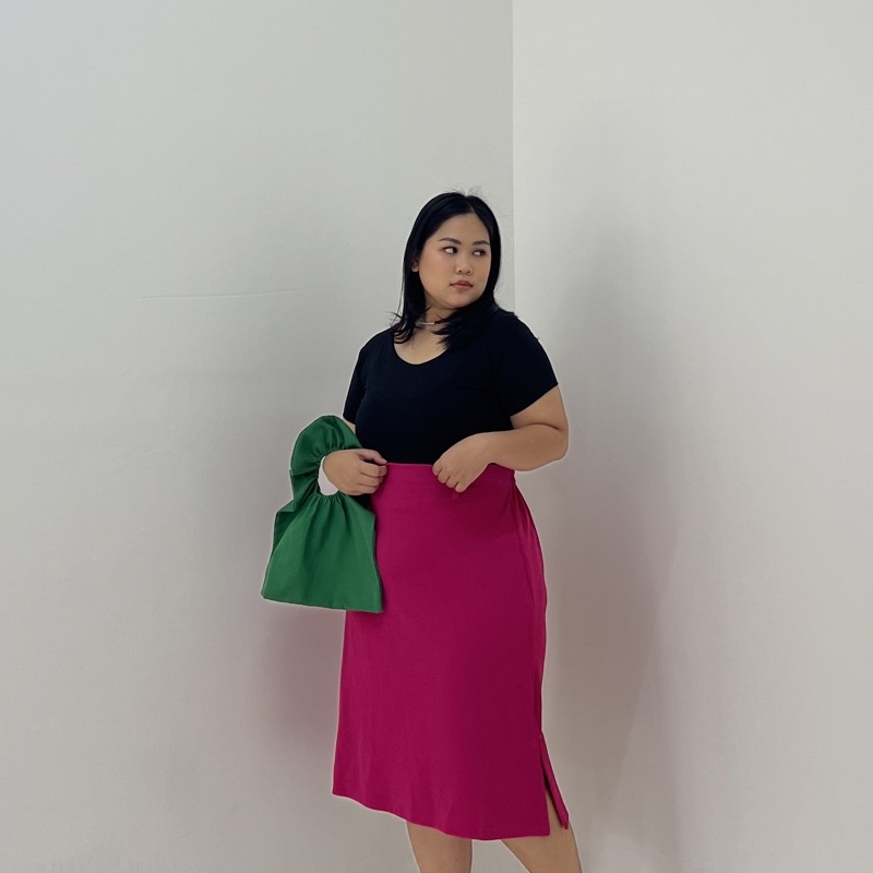 Alea Skirt (rok slit / rok midi / rok jumbo / rok panjang / rok bigsize / rok casual)