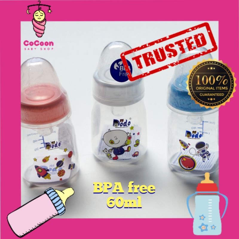 Botol Minum Susu Dot Dodo Anak / Balita/ Bayi / New Born 60ml BPA Free