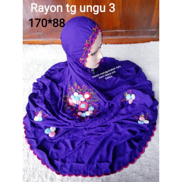 Mukena RAYON TILE terusan lajuran dewasa  bordir tile bunga timbul warna warni cantik manis