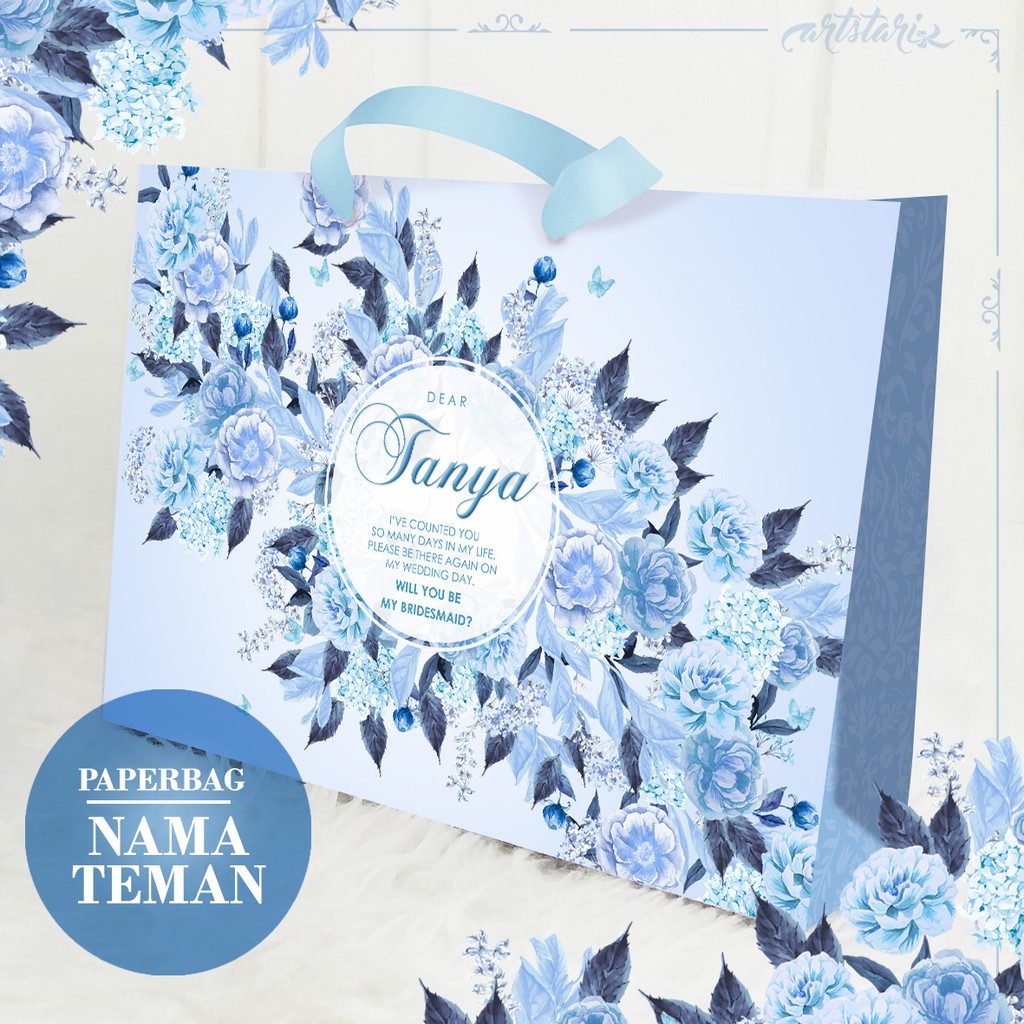 

Paperbag Bridesmaid BUNGA BIRU MUDA / FLOWER LIGHT BLUE PASTEL CUSTOM
