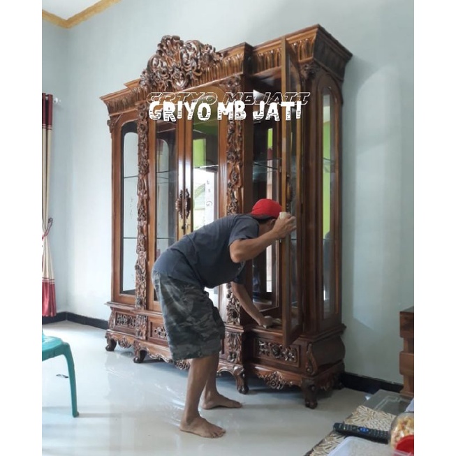 Bufet hias/ lemari hias jati/lemari pajangan jati murah ukir jepara