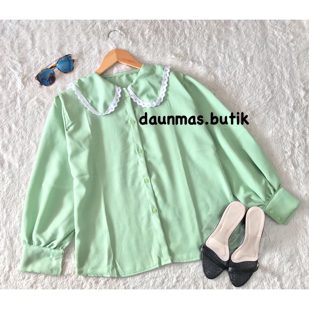 1KG MUAT 6PCS | OWLY BLOUSE KOREA KANCING BUSUI FASHION WANITA MUSLIMAH-KELLYA MINT