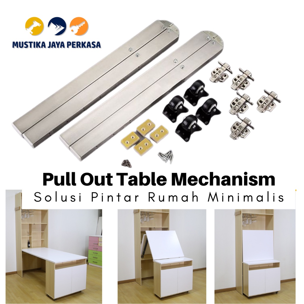 Mekanik Engsel Meja Lipat Dinding Penghemat Ruangan Space Pull Down Table Mechanism Set