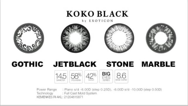 Softlens X2 KOKO BLACK By EXOTICON / Softlens Koko Black Big Eyes / Softlens X2 Koko Black Baby Eyes
