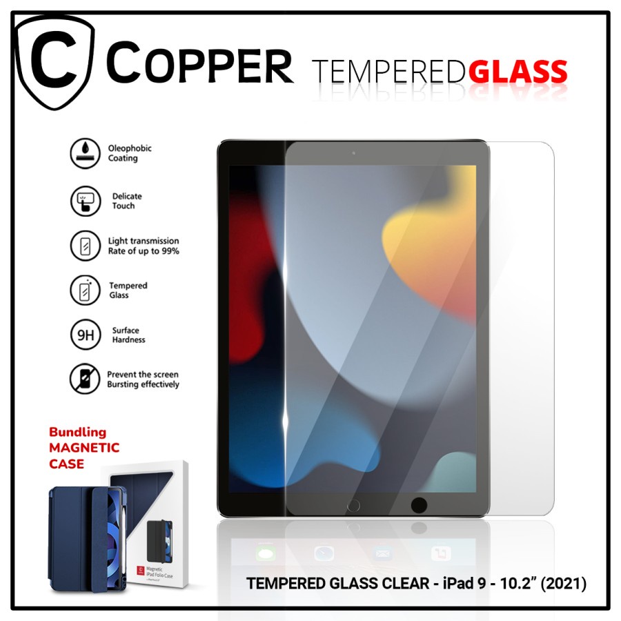 Ipad 9 / 10,2&quot; (2021) - COPPER TEMPERED GLASS FULL CLEAR