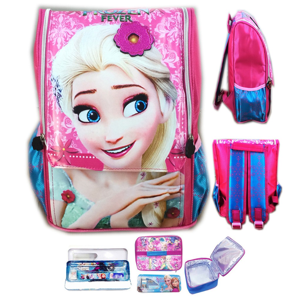 Tas Ransel Sekolah Anak TK Jepang Fever Elsa Ribbon 3D Timbul TAS ELSA ANA ANNA LBKP