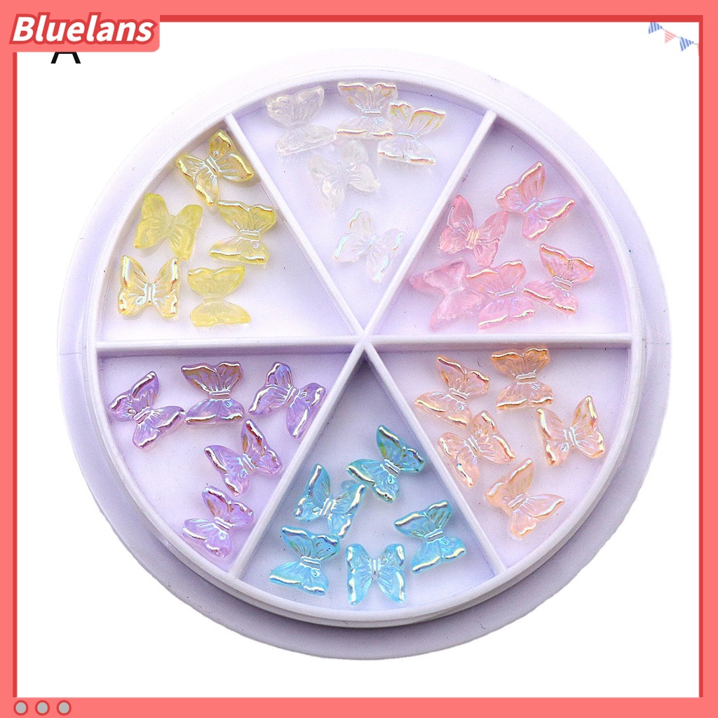 (In Stock) Kacamata Hitam Lensa Warna Warni ♡1 Kotak Ornamen Pita Aurora 3D Bahan Akrilik Glitter Untuk Dekorasi Kuku Wanita