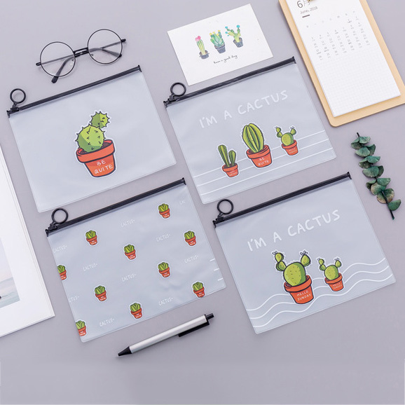 1/100Pcs  Cactus Zip Lock Plastic Bags  / Kawaii Stationery  Zip Lock Pencilcase Storage Bag Organizer for School supplies