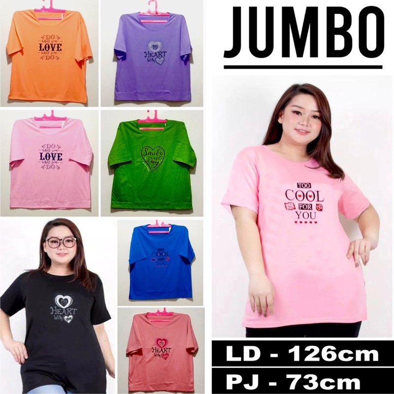 KAOS ATASAN WANITA SUPER JUMBO,GAMBAR WARNA KIRIM ACAK(RANDOM)BB 90-100KG