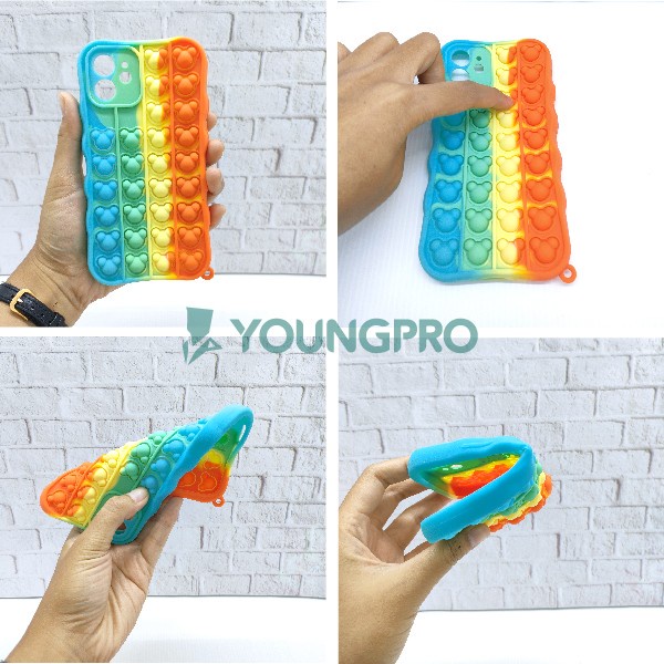 Silicone Case Pop It IPhone 12 Pro - Case Penghilang Stress Rainbow