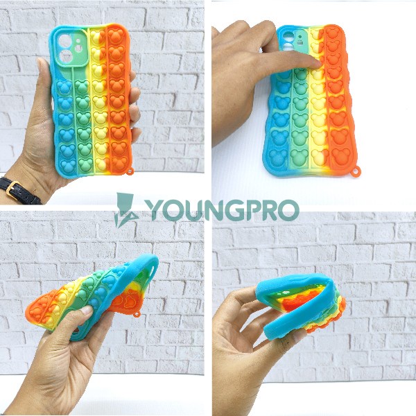 Silicone Case Pop It IPhone XS - Case Penghilang Stress Rainbow