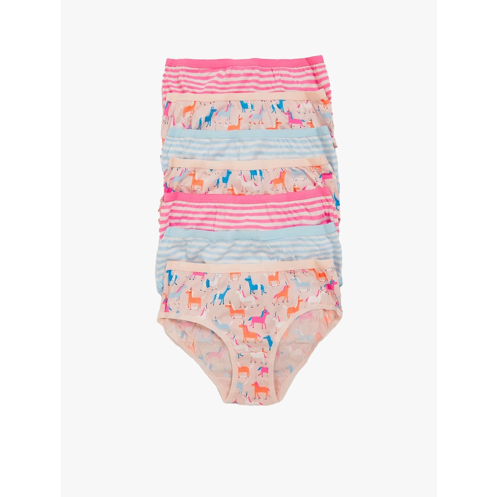 MARKS & SPENCER - Pakaian dalam anak -7pk Pure Cotton Unicorn & Striped Knickers