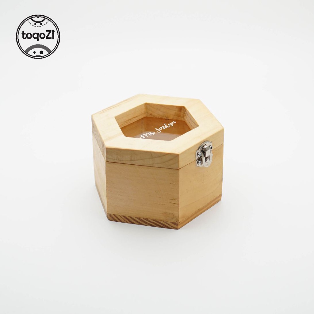 Kotak Hopea Hexagon Box Kayu Mahar Serbaguna Cincin Gelang Emas Antam