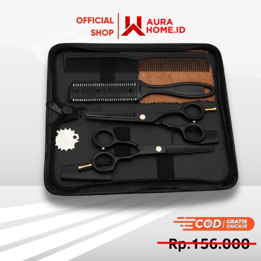 Gunting Rambut 5.5 Inch 2PCS with Razor Comb / Set Gunting Cukur Pencukur Rambu Sasak Acak Cincang J