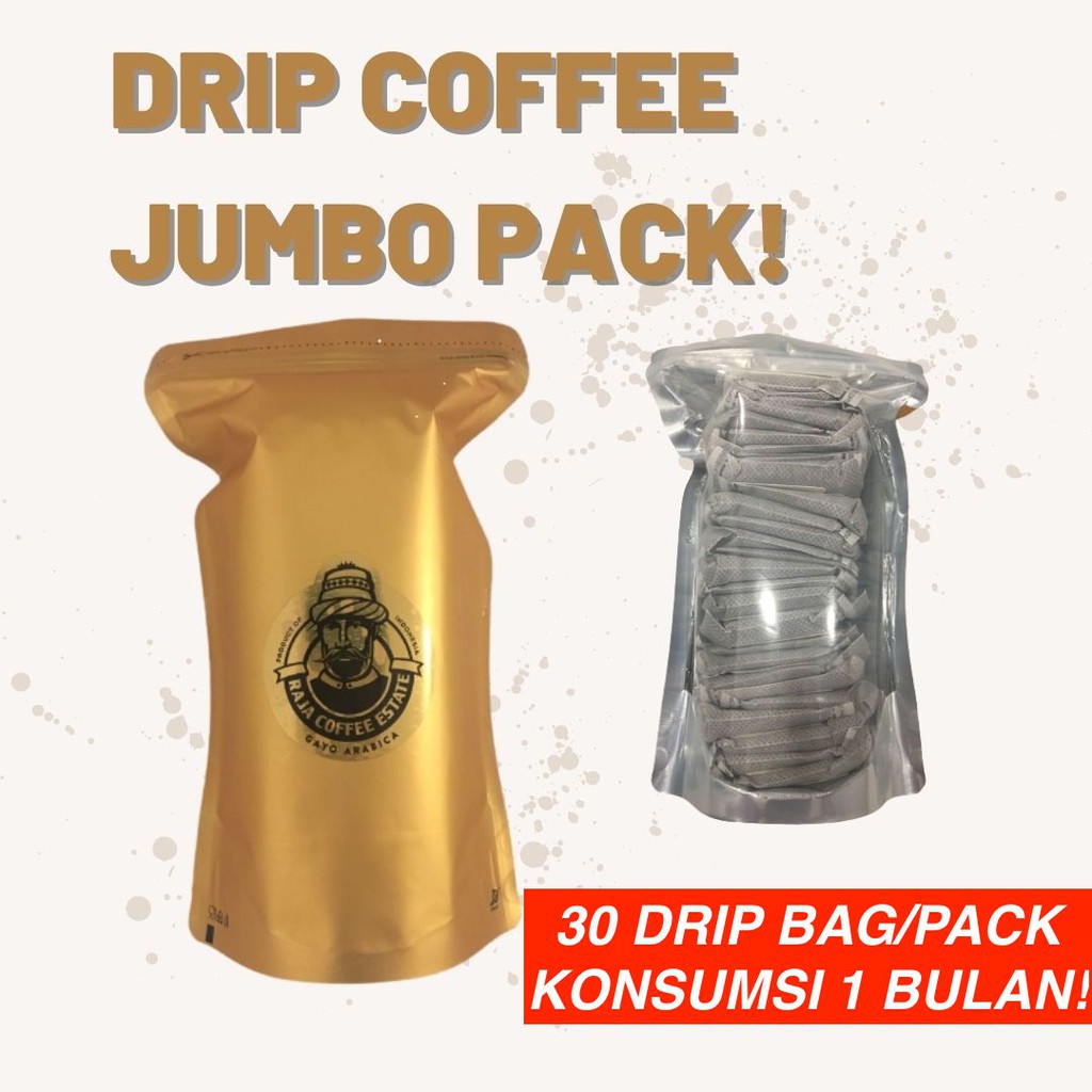 

RAJA DRIP COFFEE JUMBO SIZE ! - 30 DRIP BAGS CUKUP KONSUMSI SEBULAN ! - BY RAJA COFFEE ESTATE