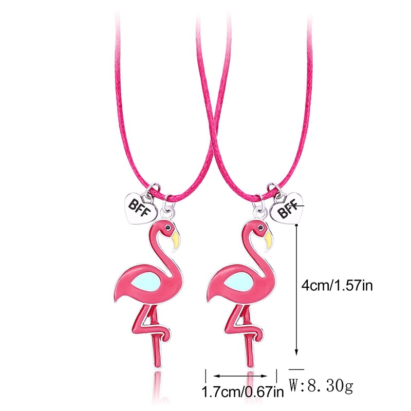 2pcs / Set Kalung Liontin Flamingo Untuk Pria Dan Wanita