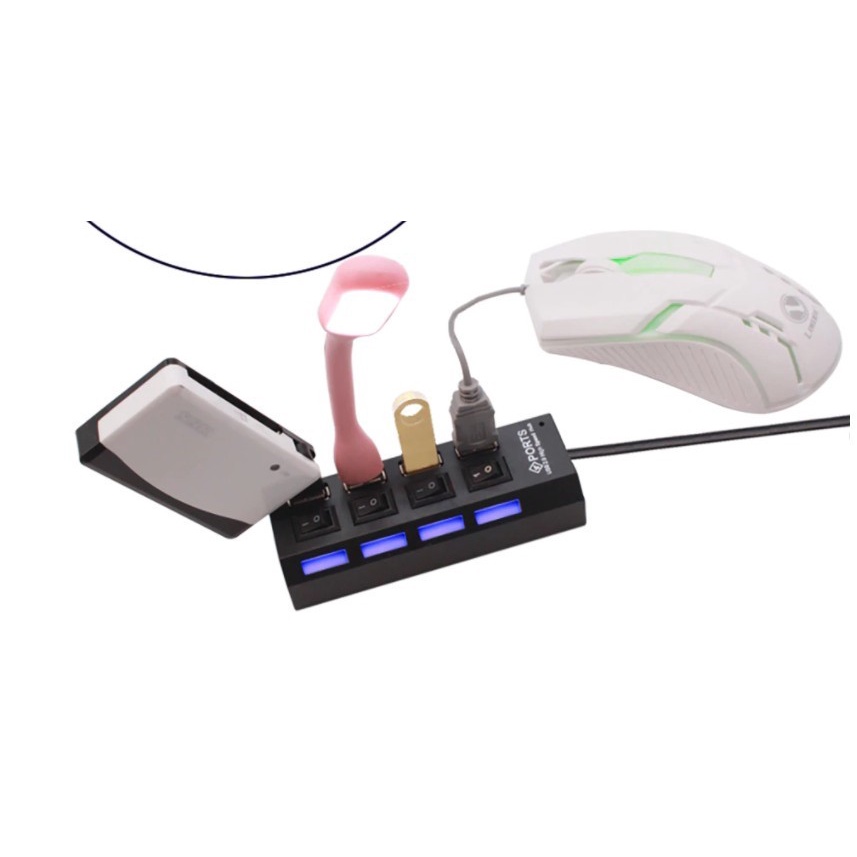 USB Hub 4 Port Output On Off Saklar Lampu USB 2.0