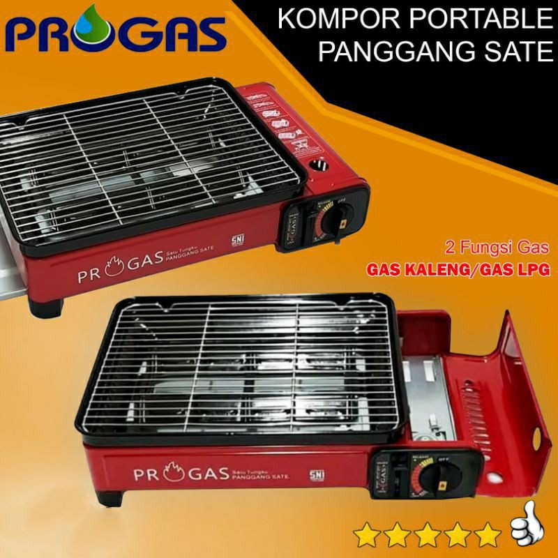 Progas . Sate ,  Kompor Gas Portable , Panggang  ,  BBQ  GRILL 2IN1  Panggangaan , Portable Grill  ,  Ayam , ikan