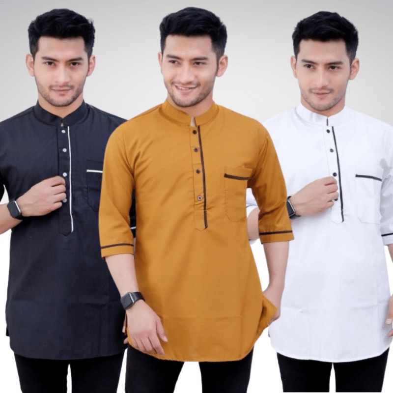 Baju Koko Kurta Dewasa Lengan Pendek Material Catton Adem Serap Keringat