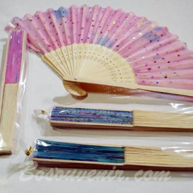 Souvenir pernikahan kipas jepang polos kemas plastik