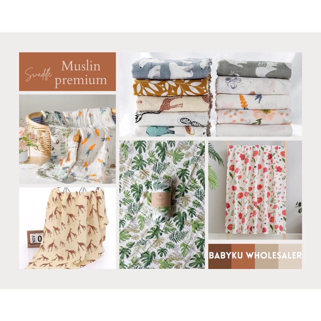 Bedong bayi muslin swaddle me / selimut muslin