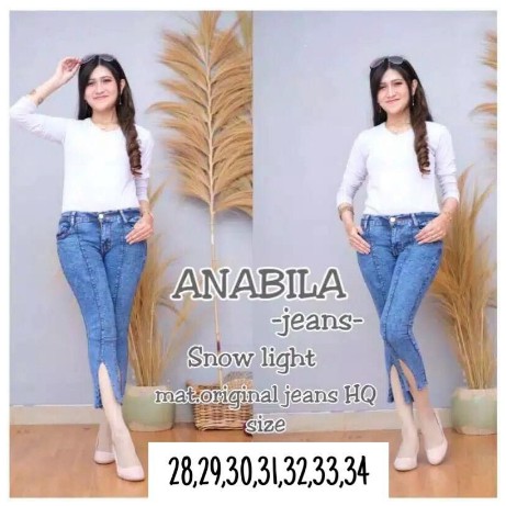 Celana ANABILA jeans 7/9 premium slit . jeans strit melar Rekomendasi Artis Influencer Tiktok[OKN]