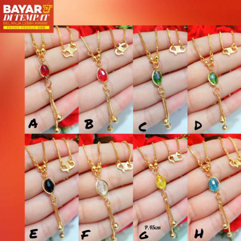 Kalung Koye kristal oval Jurai, permata zircon varian warna menawan emas Korea anti karat