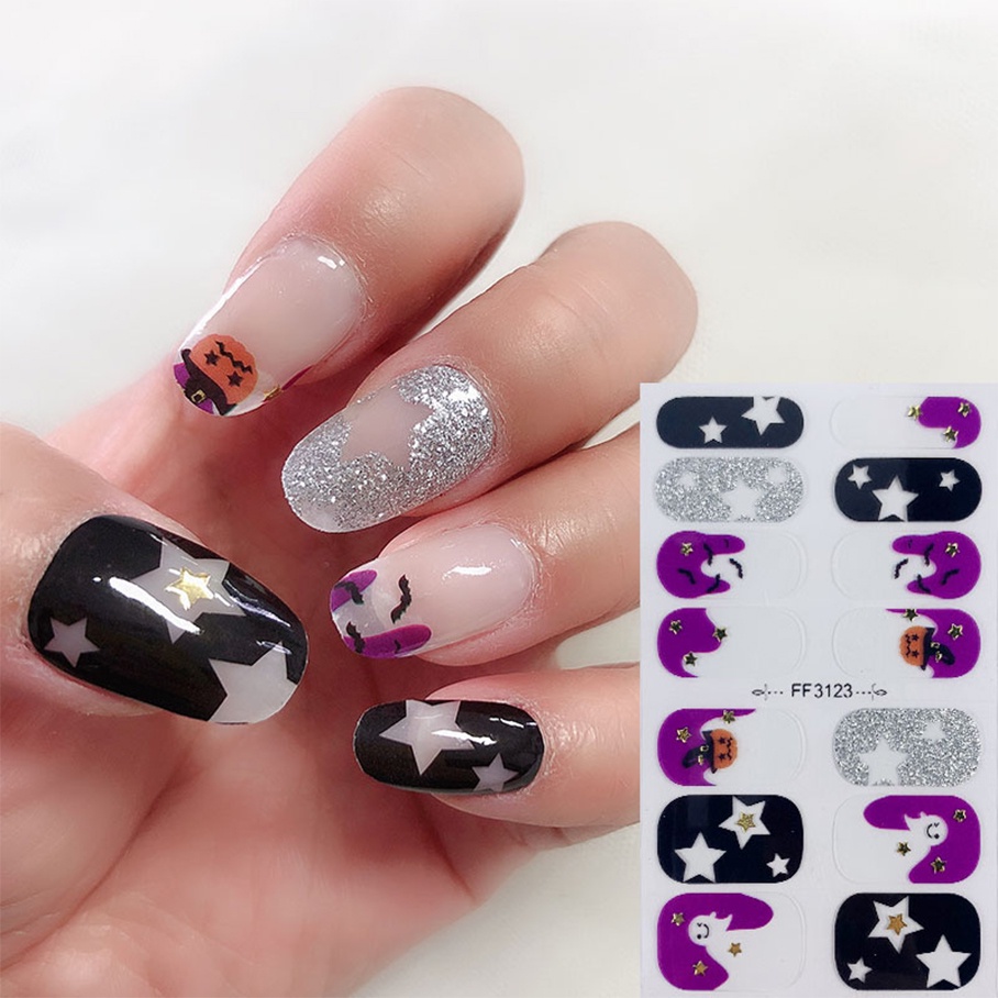 Ff Stiker Kuku Motif Snowflake / Rusa / Pohon Natal / Berlian / Mutiara 3d Untuk Nail Art / Manicure Diy