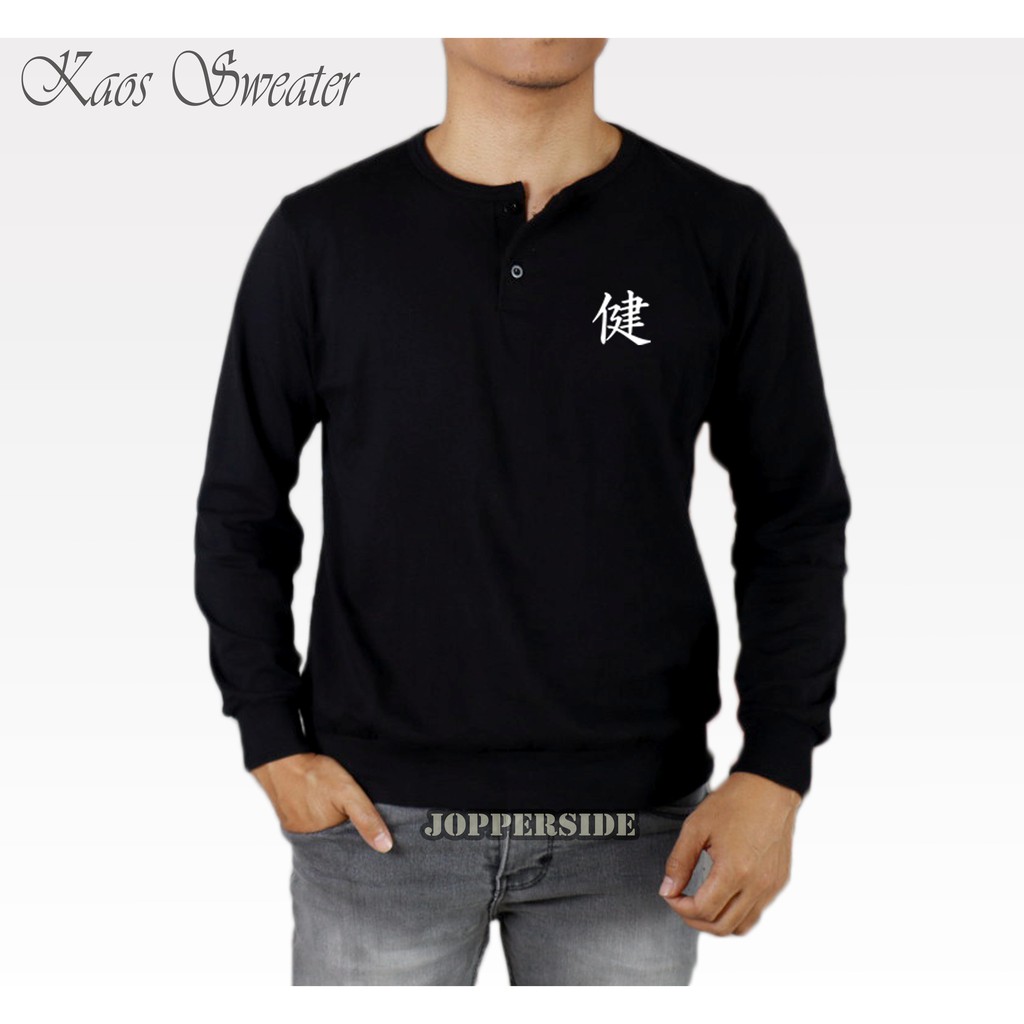 ORIGINAL jopperside kaos sweater distro kancing sweatshirt huruf kanji jepang pria wanita ksw3