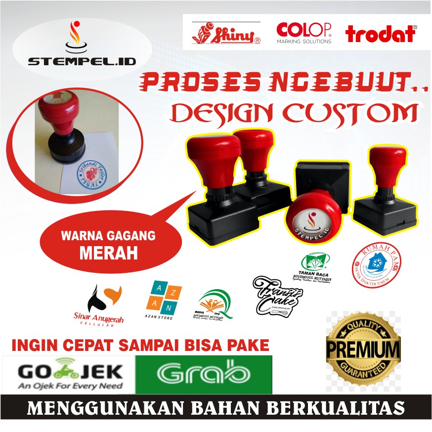 

Stempel Otomatis desain custom I Stempel nama usaha pegawai dokter I Stempel Warna gagang Merah