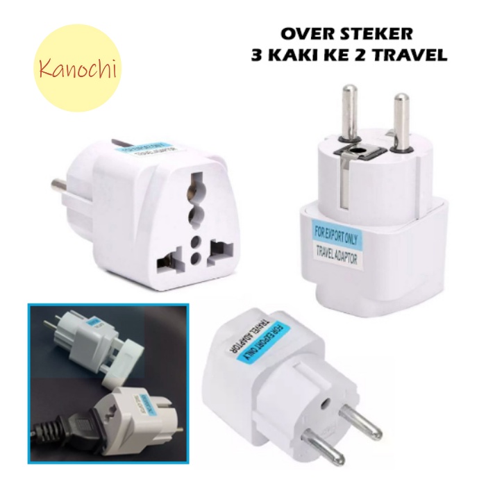 Over Steker Adaptor 3 Kaki Travel Adapter ke 2 Universal AU+ UK + US