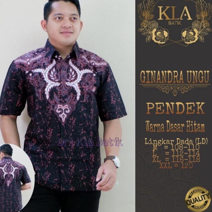Top Produk.. NEW BATIK PRIA GINANDRA UNGU FULL FURING BATIK PRIA LENGAN PANJANG  KATUN HALUS SIZE M-