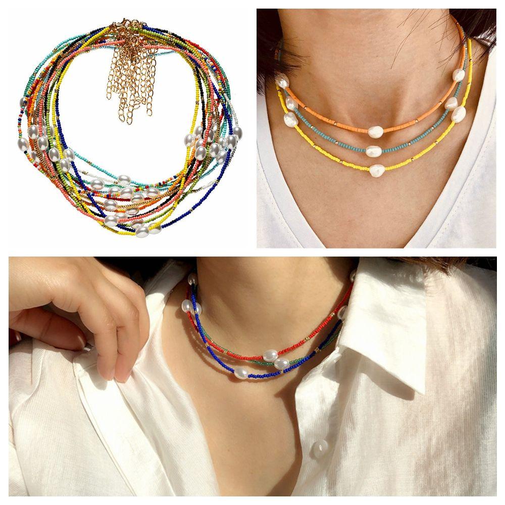 Aksesoris Dekorasi Choker Nanas Multicolor Millet Bead Bohemian