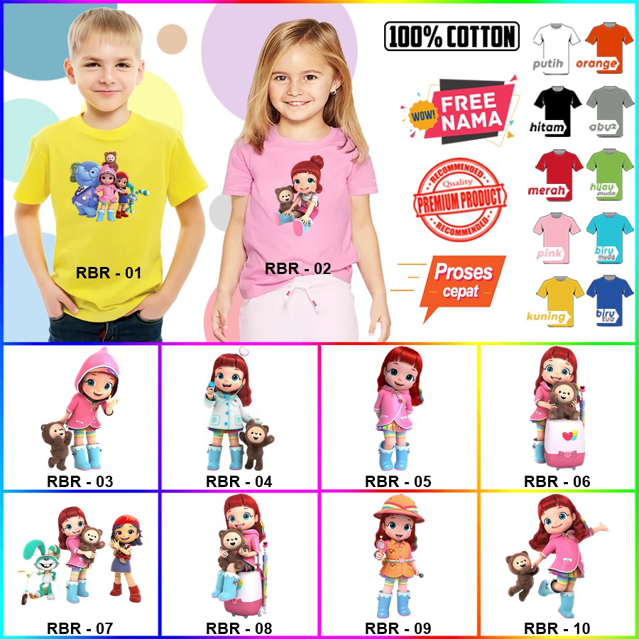 Baju Kaos ANAK DAN DEWASA RAINBOW RUBY COUPLE (FREE NAMA)