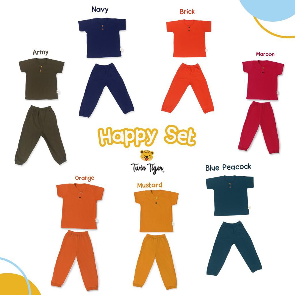 Twin Tiger 0-5 Tahun Setelan Baju Pendek Celana Panjang Happy Set Playset SNI CBKS