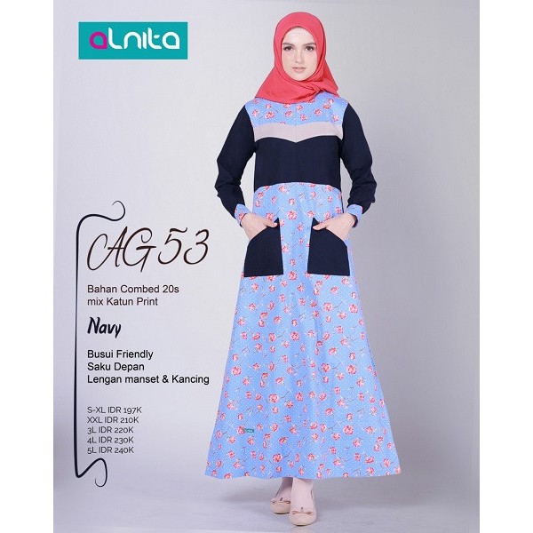 Gamis AG 53 Busui Friendly ALNITA ORIGINAL